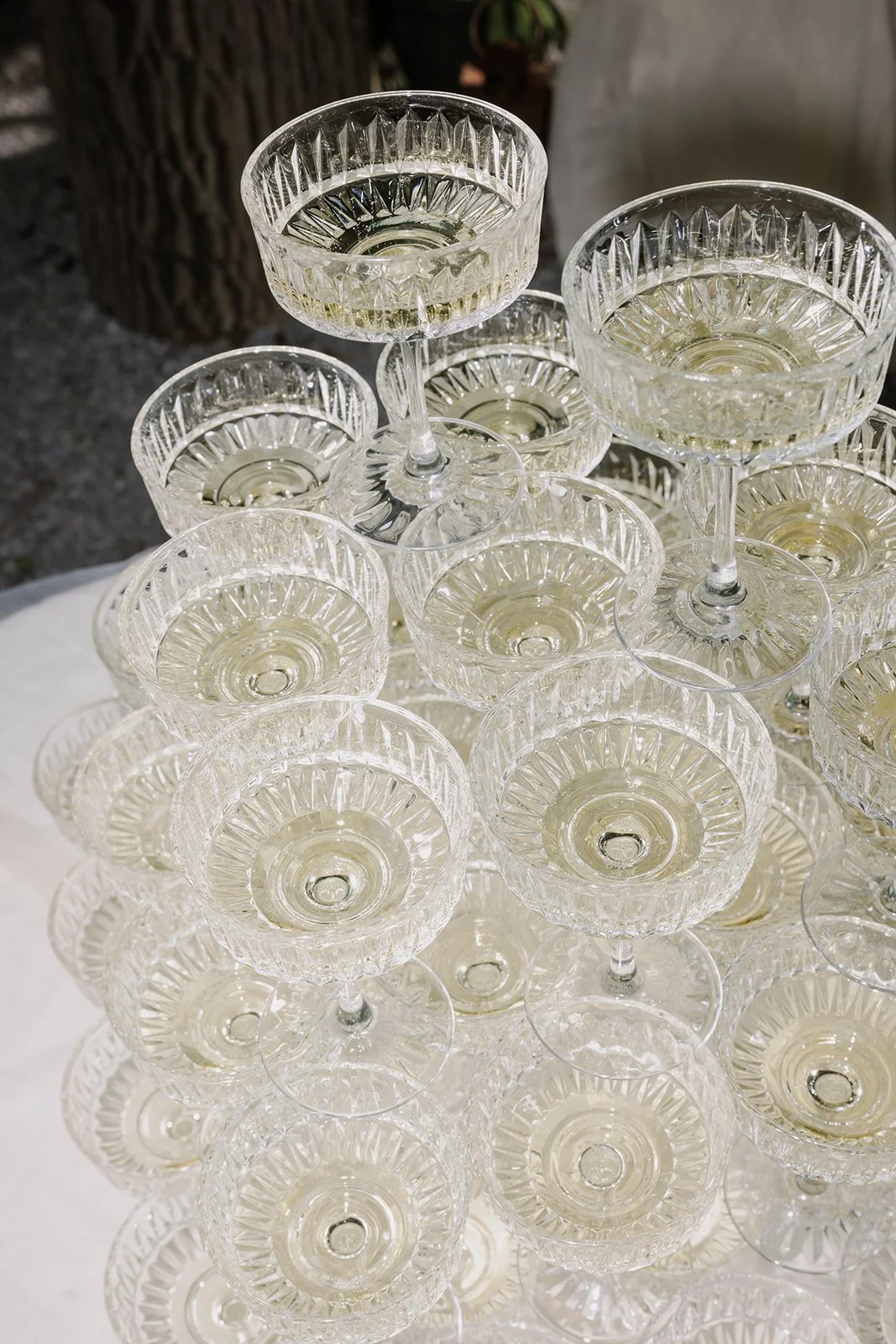 Wedding celebration champagne tower Wachau Austria wine region Fine Events Vienna