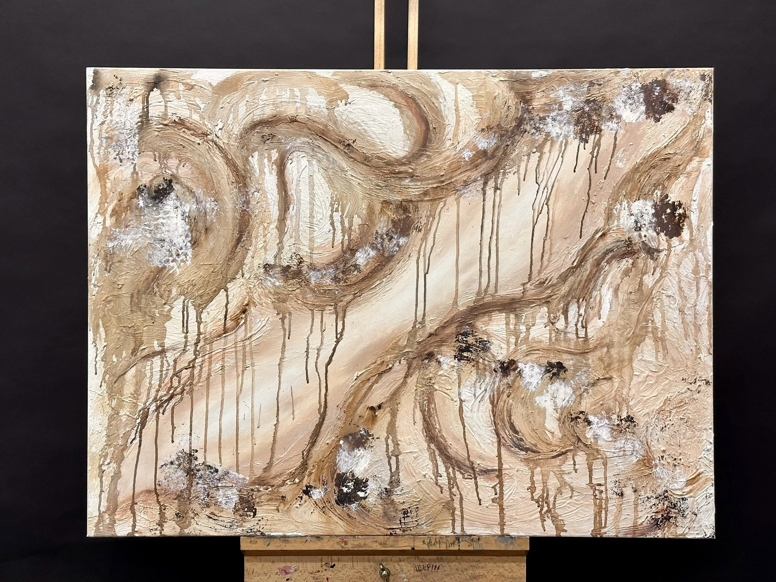Early stage of Rags to Riches – Cinderella Story by Deborah Phillips UK Artist, showing layered mixed media textures and earthy colours, exploring transformation and resilience.