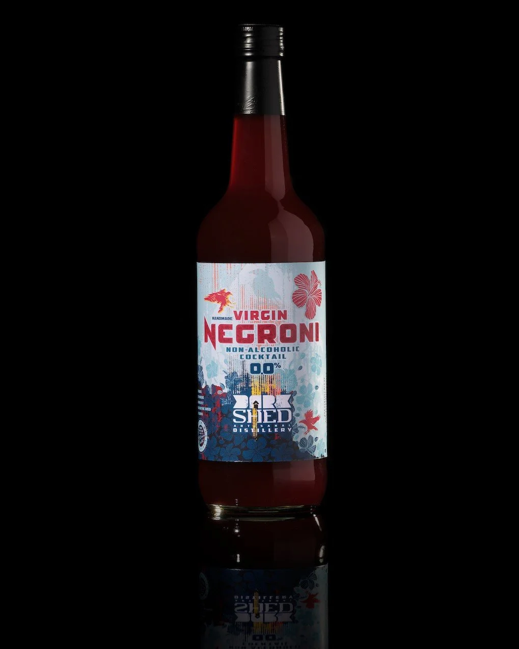 A bottle of alcoholfree dark shed negroni