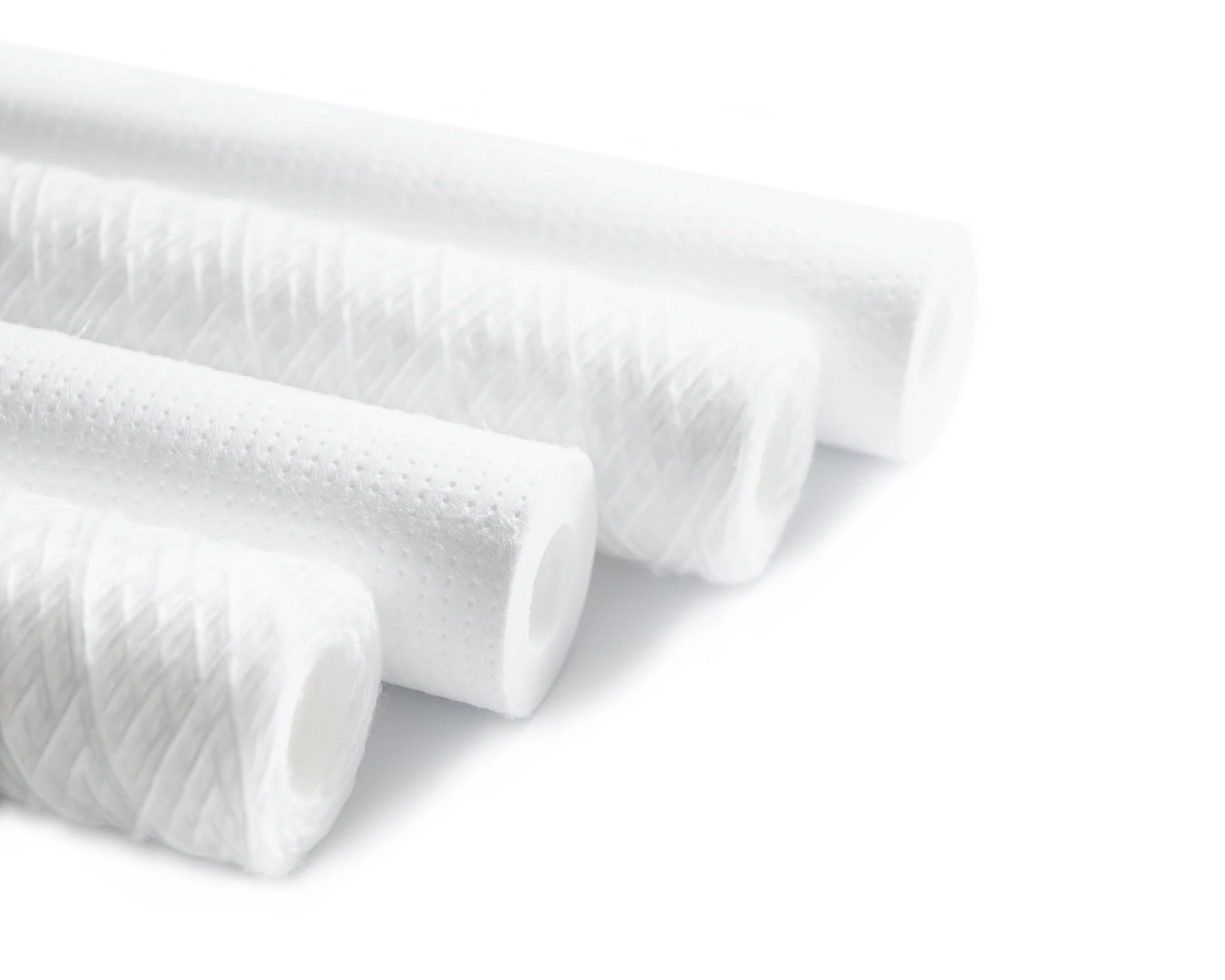 Collection of four different types of white water treatment filters
