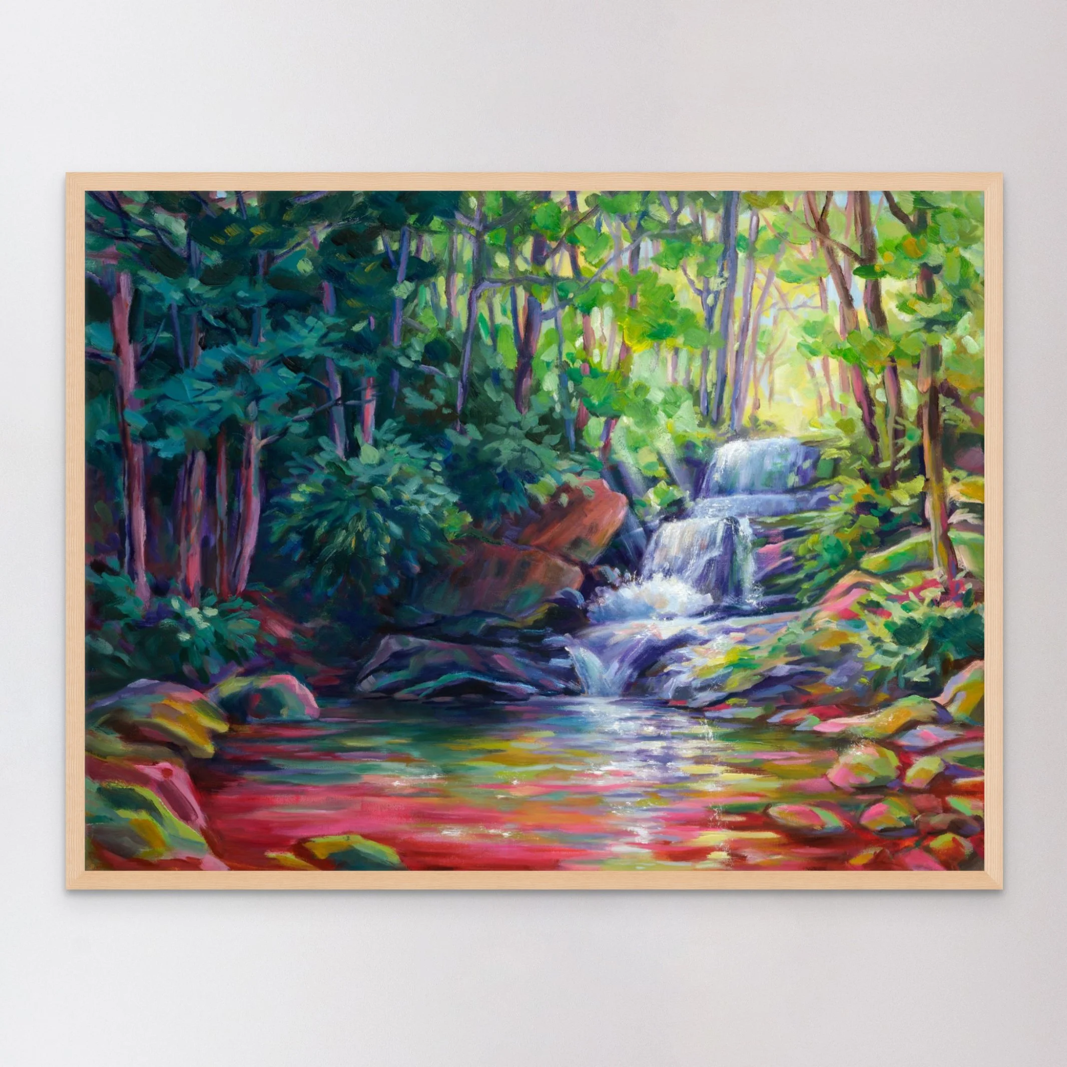 Print: Little Bradley Falls in Peridot and Rhodolite