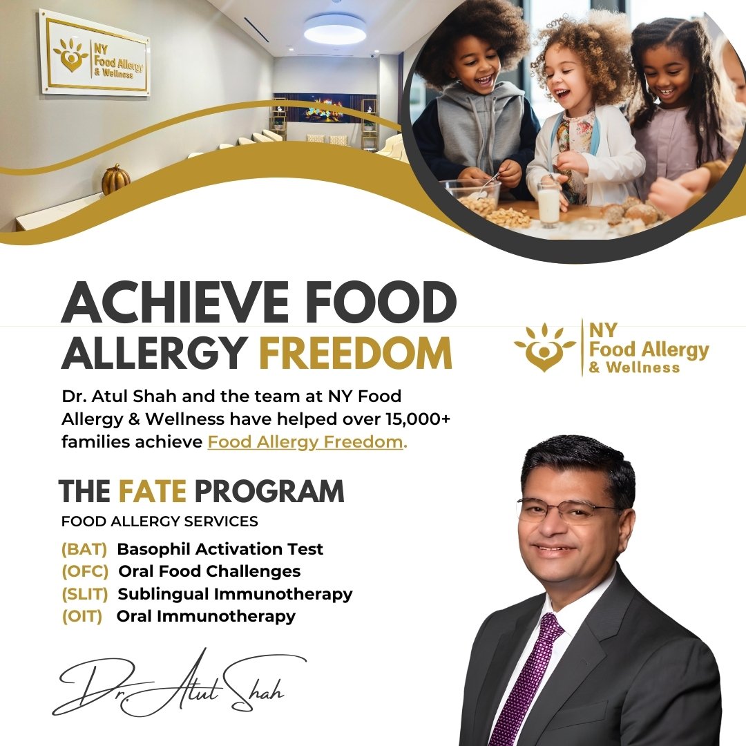 🌟 ACHIEVE FOOD ALLERGY FREEDOM with NY Food Allergy &amp; Wellness! 🚀 With over 15,000 families helped, Dr. Atul Shah and our dedicated team are your partners in turning the tide against food allergies. We&rsquo;re proud to offer a suite of special