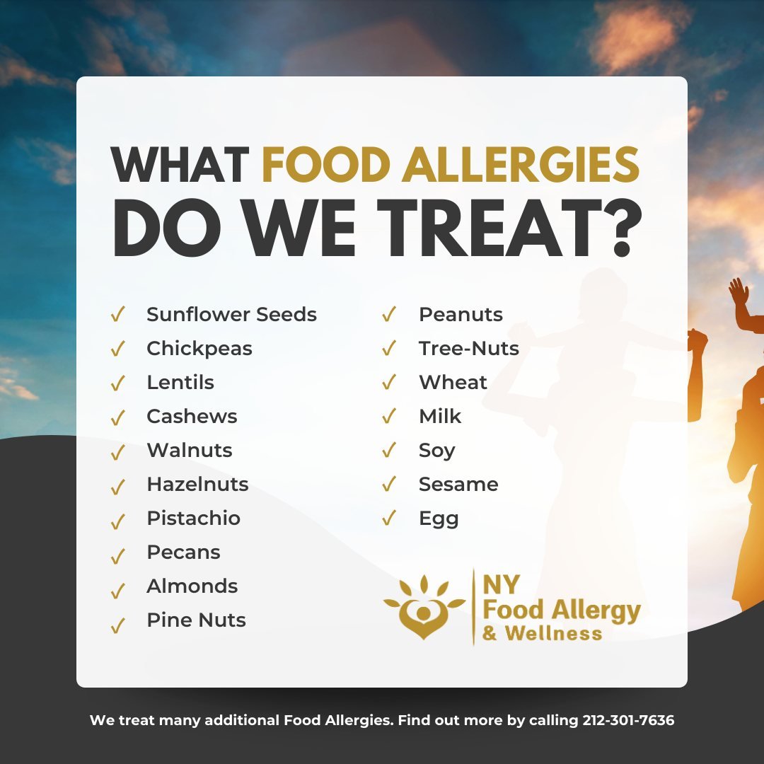 At NY Food Allergy &amp; Wellness, we offer expert care for a spectrum of food allergies, empowering you with knowledge and treatment options. Our dedicated team specializes in addressing allergies to:

🥜 Various nuts including almonds, walnuts, cas