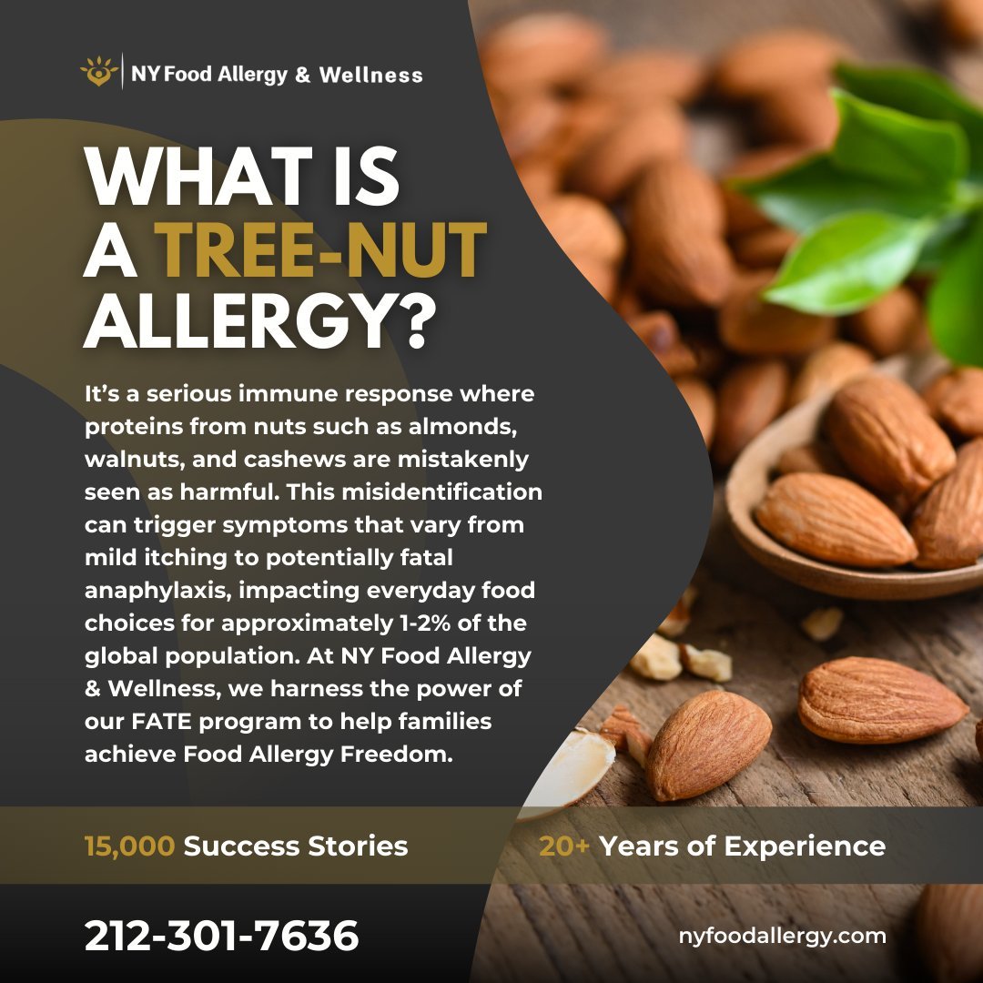 Cracking the case on tree-nut allergies 🌰🔎! Almonds, walnuts, and cashews might look innocent, but for 1-2% of people, they're hidden hazards. Symptoms can range from a pesky itch to severe anaphylaxis. 🚨 But don't worry, there's a light at the en