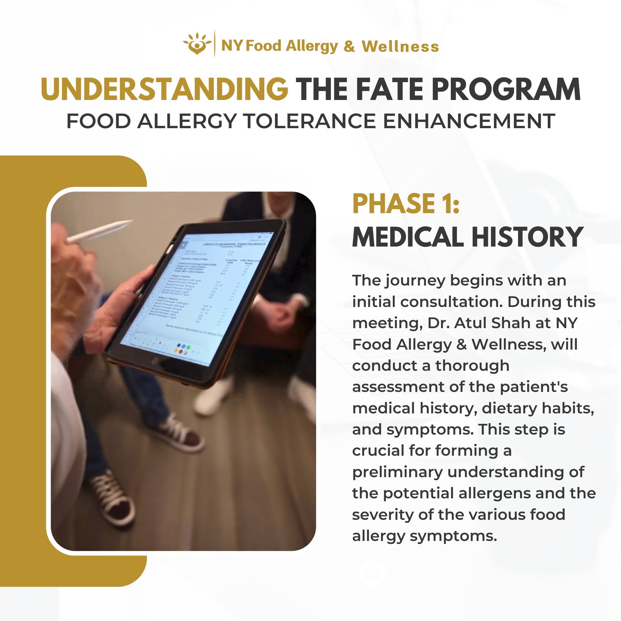 🌟 Embark on a journey to #FoodAllergyFreedom with NY Food Allergy &amp; Wellness! 

👨&zwj;⚕️ Step 1 of our FATE program involves a crucial initial consultation with Dr. Atul Shah. Here, we delve deep into your medical history to tailor a path towar