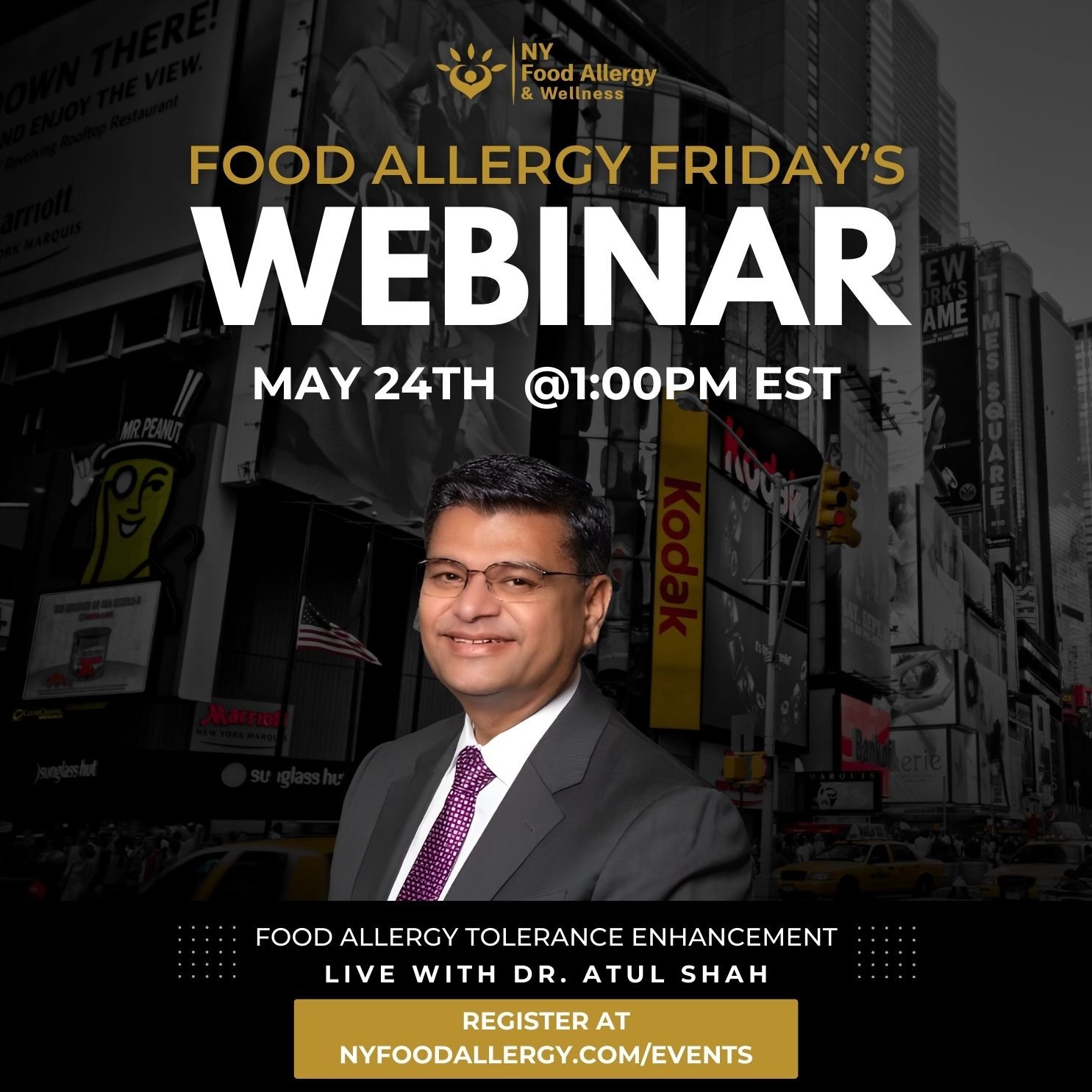 Join us for an enlightening session at our next 🌟 Food Allergy Friday's Webinar 🌟! 📅 May 24th at 1:00 PM EST.

Unlock the potential of Food Allergy Tolerance Enhancement (FATE) with Dr. Atul Shah, who has guided over 15,000 families to food allerg