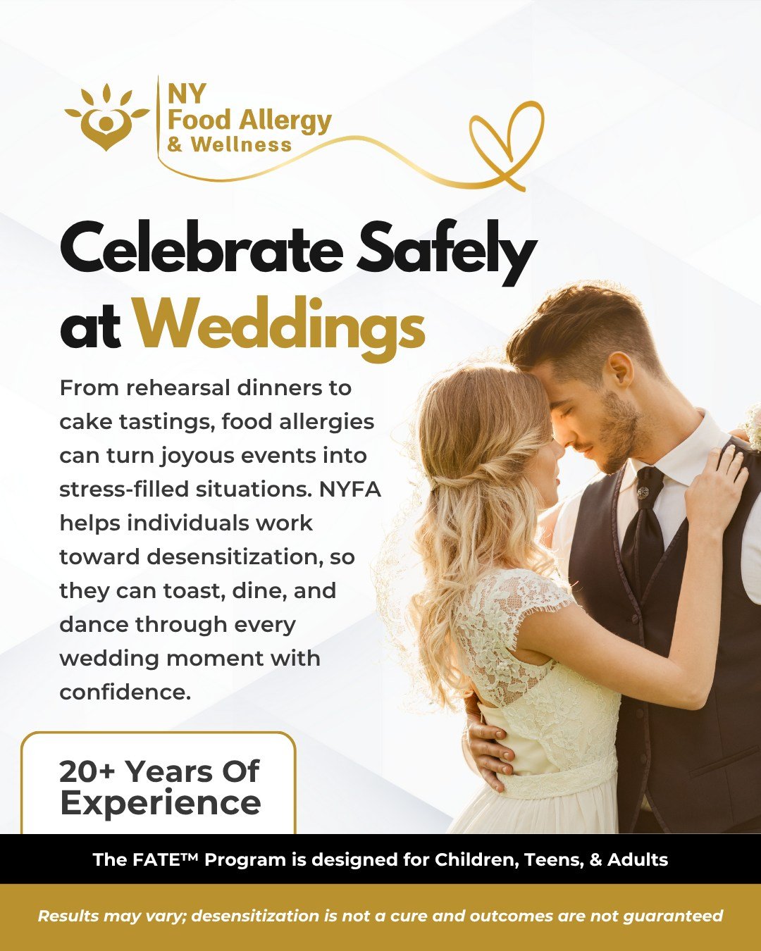 From tasting cakes to the last dance, food allergies shouldn’t take the spotlight. NYFA helps patients work toward desensitization so they can enjoy every bite and every moment—stress-free. 🥂💐
✨ Why Choose the FATE™ Program?
✔️ D