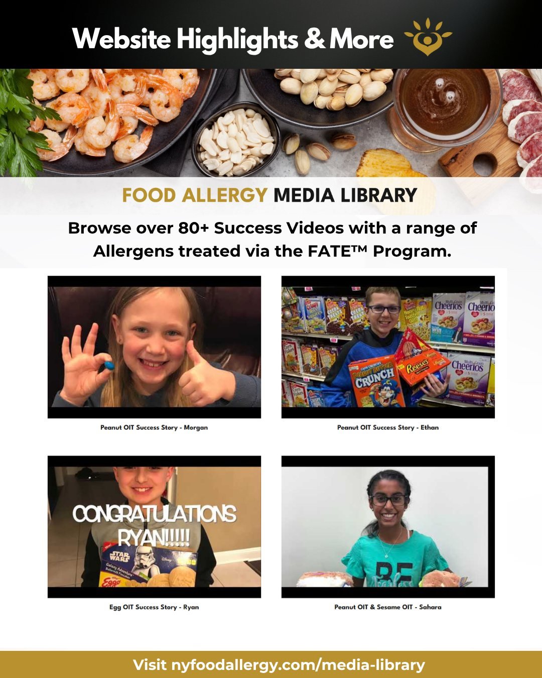 🎥 Spotlight on Success: Dive into Our Food Allergy Media Library! 🎥
Browse over 80+ inspiring success videos showcasing a range of allergens treated via the FATE™ Program. From peanut OIT triumphs to egg and sesame stories, see real journeys