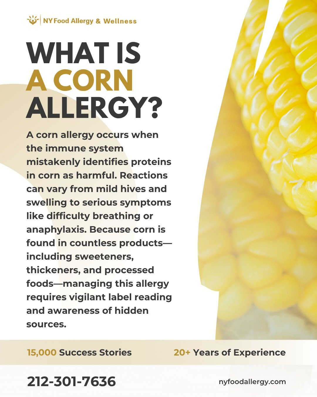 🌽 Did you know corn is in more than popcorn and chips? If you’ve had hives, tummy upset, or worse after eating something with corn derivatives—think high‑fructose corn syrup or starch—you might be dealing with a corn allergy. Avoid