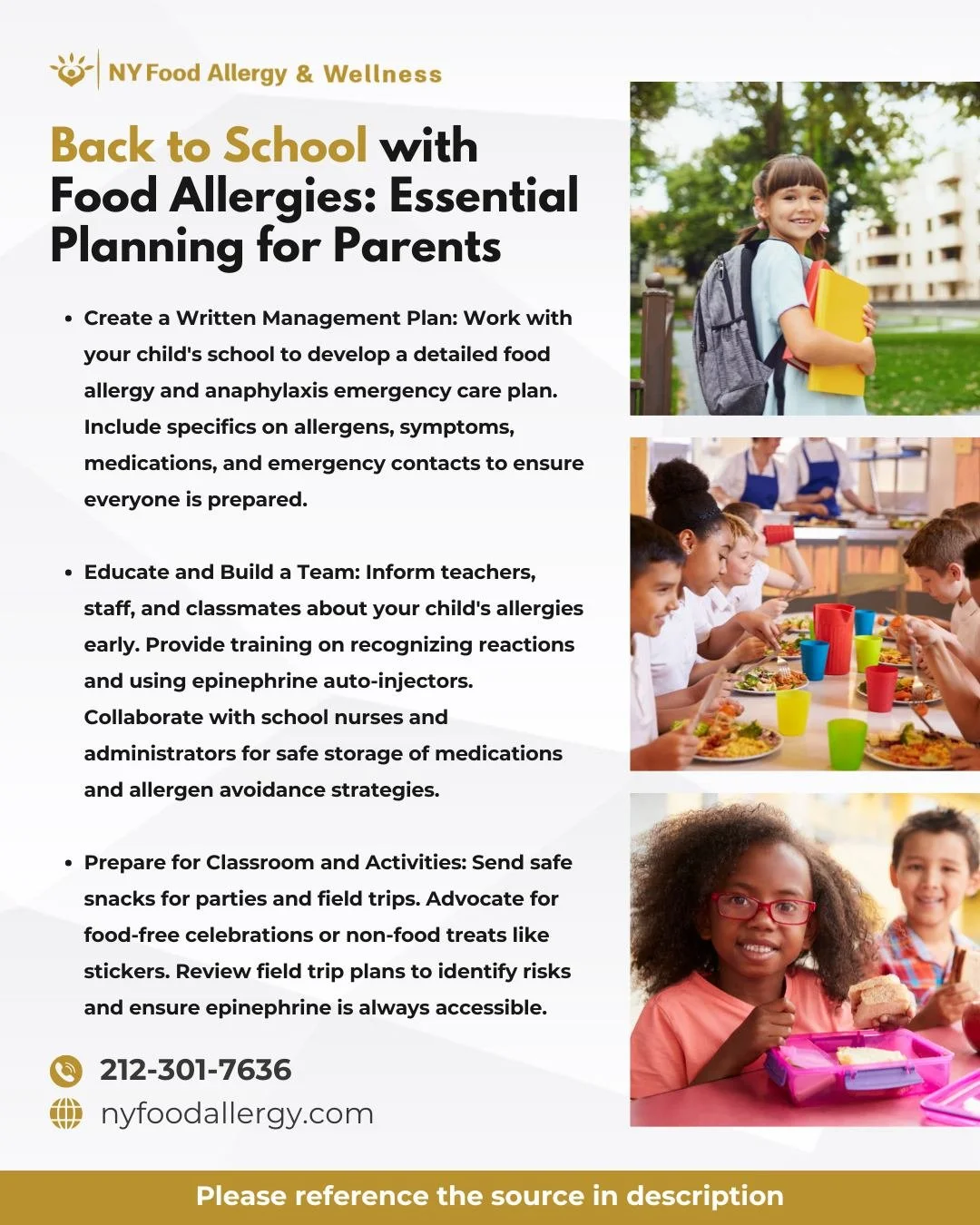 Ready for back-to-school? 📚 Plan ahead with these essential food allergy tips! Create an emergency plan, educate your school team, and prep for safe classroom fun. 🌟 Let’s keep our kids safe and confident! 💪
Source: Food Allergy Research &