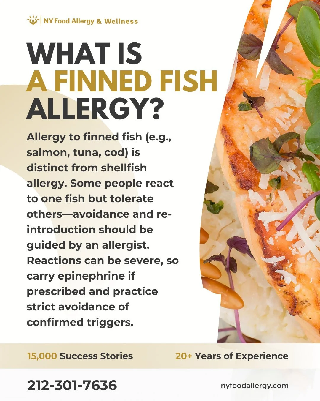 Fish ≠ shellfish. 🐟🚫🦐 Many patients react to one fish but not all—work with your allergist on testing and safe options. Always have your emergency plan (and epinephrine if prescribed). 💉🩺
Source: ACAAI (fish overview), FAACT (education