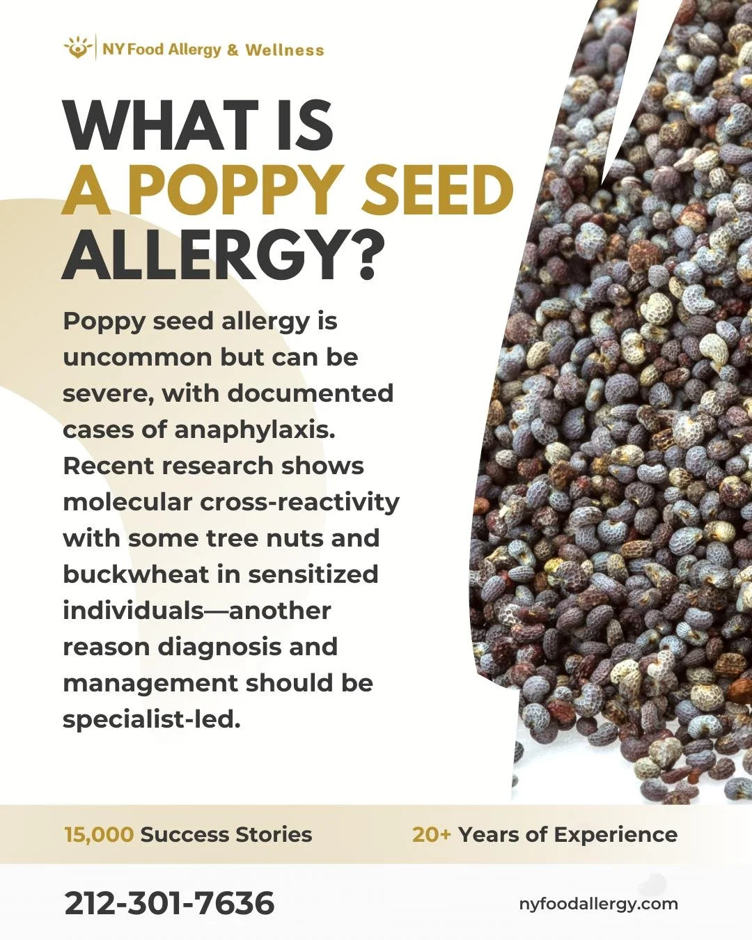Love seeded breads or pastries? 🥯⚠️ Poppy seed allergy is rare—but real—and can be severe. Cross-reactivity with some nuts/seeds is described, so get individualized testing and an action plan. 🧪🩺💉
Source: JACI: In Practice 2024 molec