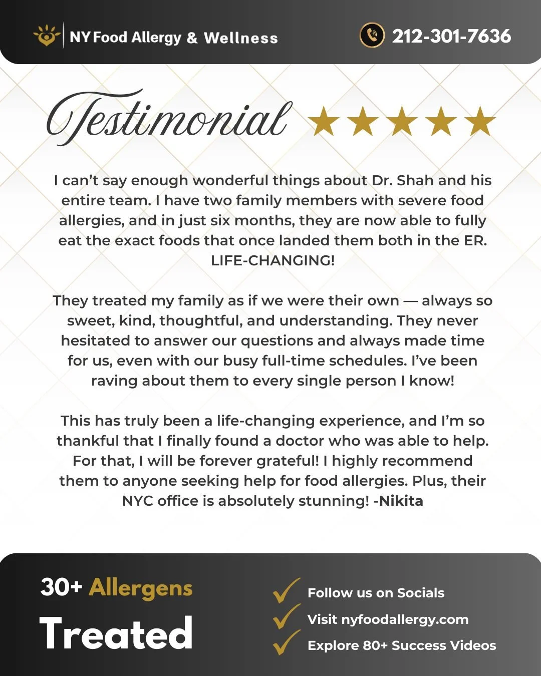 Two family members once rushed to the ER are now safely eating the very foods that once caused severe reactions. 💪💛
💬 “They treated my family as their own — so kind, thoughtful, and understanding. I’m forever grateful!” &n