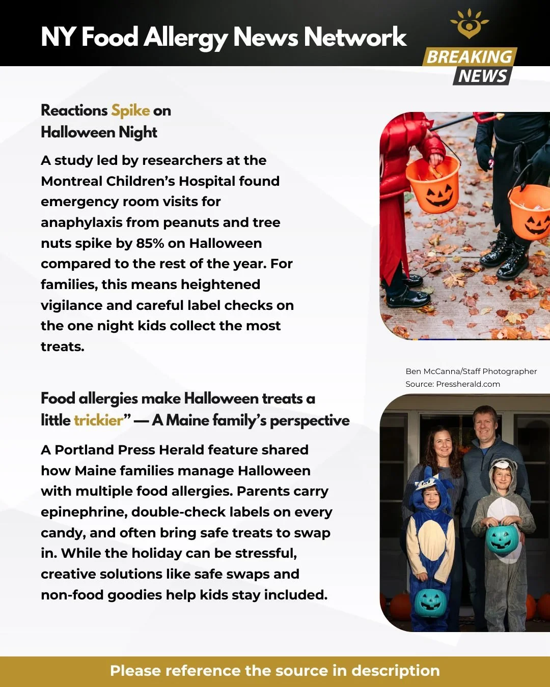 A study from the Montreal Children&rsquo;s Hospital found that emergency visits for anaphylaxis from peanuts &amp; tree nuts spike by 85% on Halloween night. 🚨🥜 This makes Halloween one of the highest-risk nights of the year for families managing f