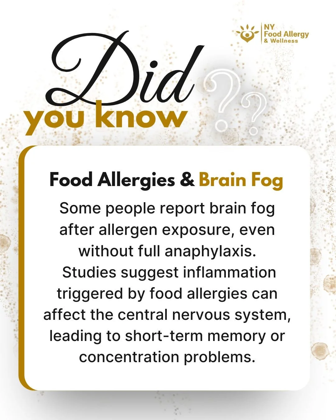 Brain fog after eating certain foods may actually be linked to food allergies 🤯
When the immune system reacts, inflammation can affect the brain — leading to short-term trouble with focus or memory, even without visible allergic symptoms.
🩺
