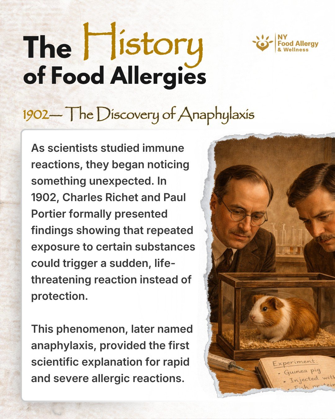 What causes a severe, life-threatening allergic reaction? ⚠️

In 1902, Charles Richet and Paul Portier discovered that repeated exposure to certain substances could trigger a sudden and dangerous reaction instead of protection.

This phenomenon, late