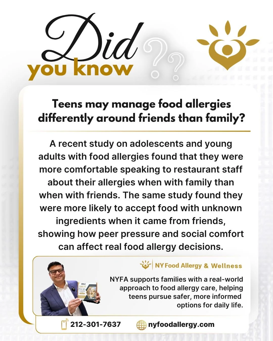Food allergy decisions can change when teens are around friends. 🍽️

A recent study on adolescents and young adults found that peer influence and social pressure can affect how food allergies are managed. Teens and young adults may feel more comfort