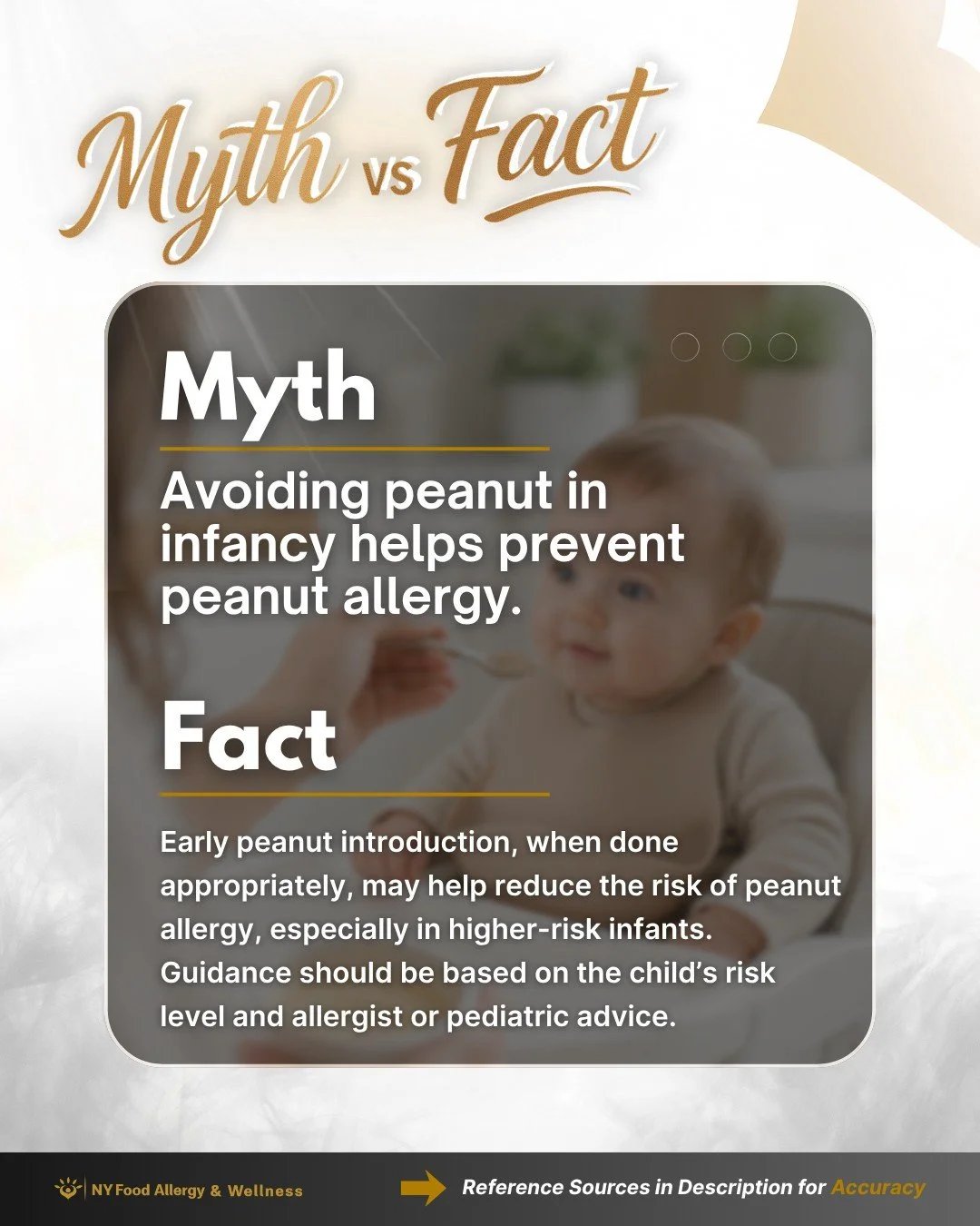 👶🥜 Myth vs Fact: Early Peanut Introduction

Myth: Avoiding peanut in infancy helps prevent peanut allergy.

Fact: Early peanut introduction, when done appropriately and in age-safe forms, may help reduce the risk of peanut allergy, especially in hi