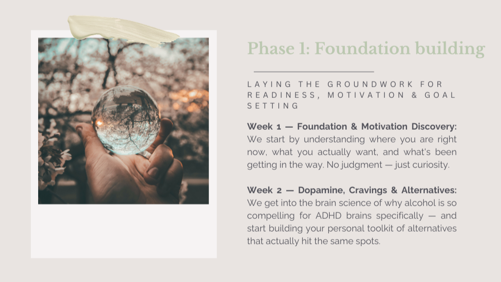 A hand holding a glass sphere reflecting cherry blossom trees, with a blurred background of cherry blossoms and sunset.