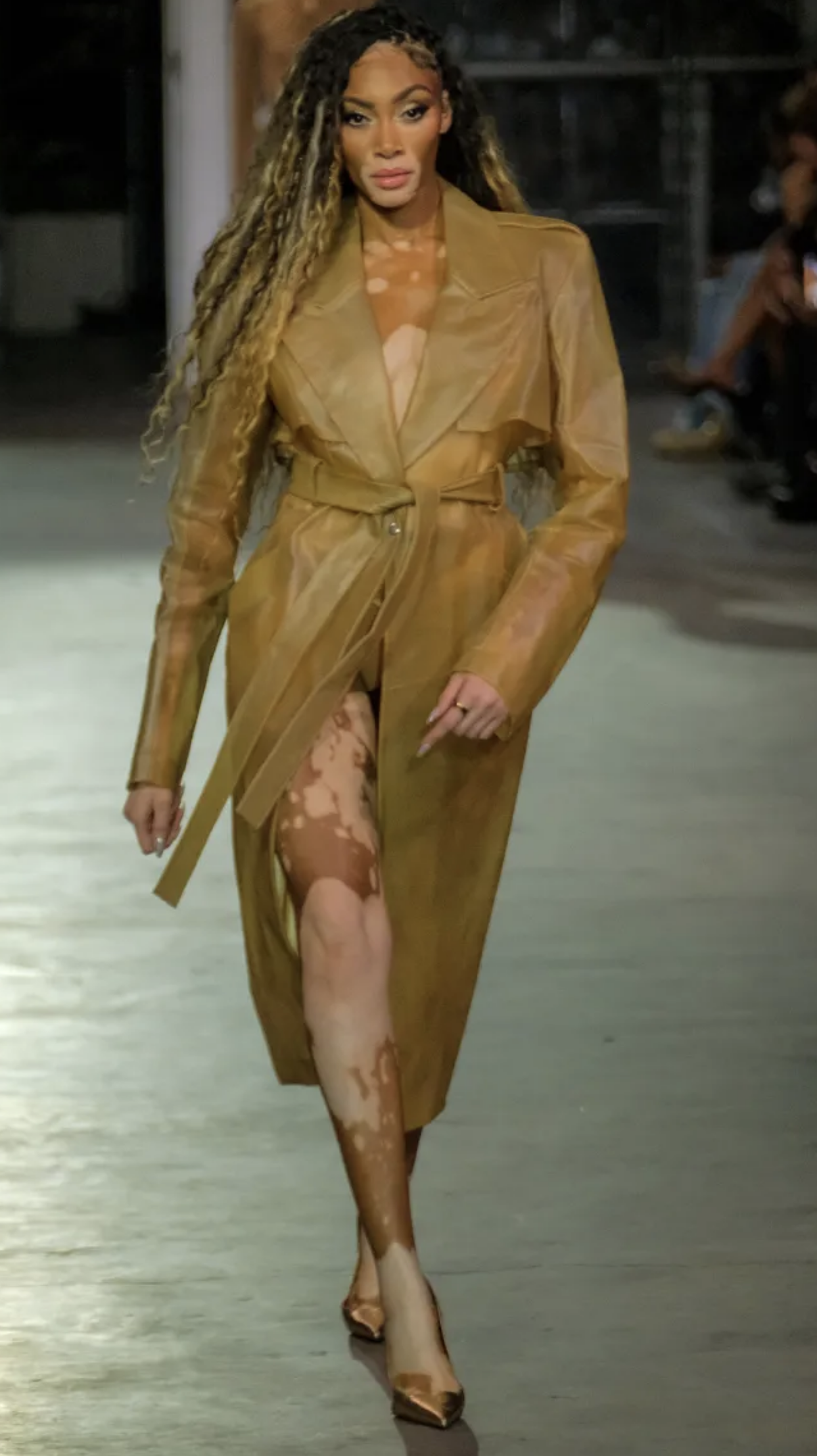 Winnie Harlow walking for Laquan Smith NYFW25