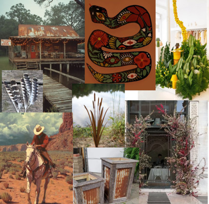 The "Mood Board" for the project. The client gave me a lot of freedom on this project. He said he wanted a cool, western vibe and I took it from there 