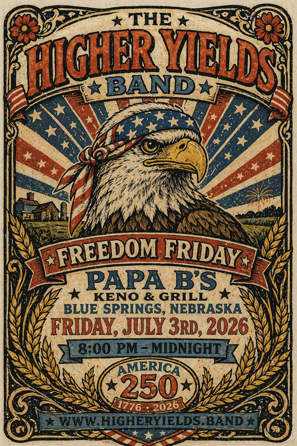 Freedom friday with the higher yields band at papa b’s 