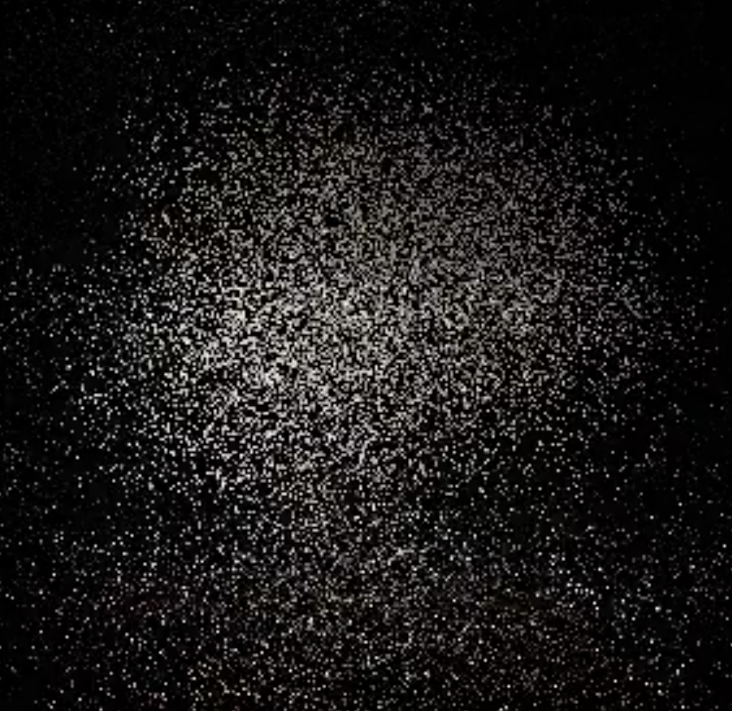 Black background and many white specs of light