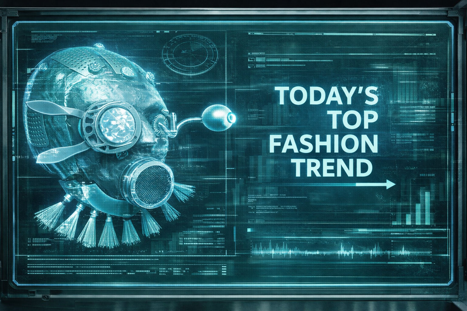 steam punk holograph advertisment for a fashion trend
