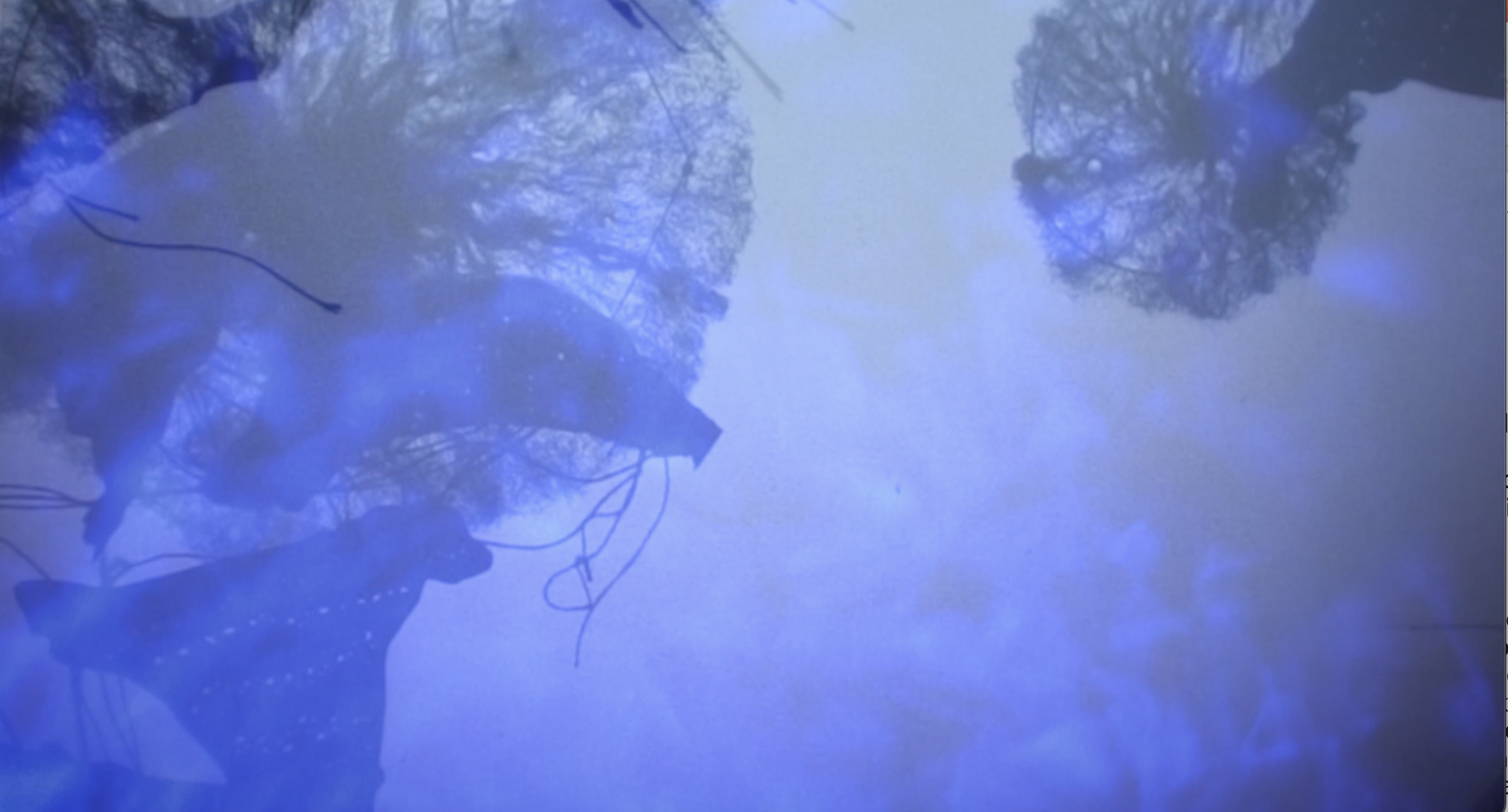 Blue picture of shibori puppets 