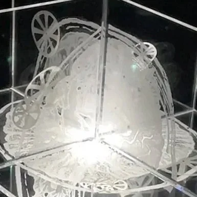 white etching designs on plexiglass