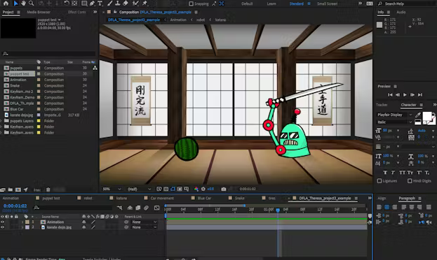 Computer monitor showing the program After Effects in use