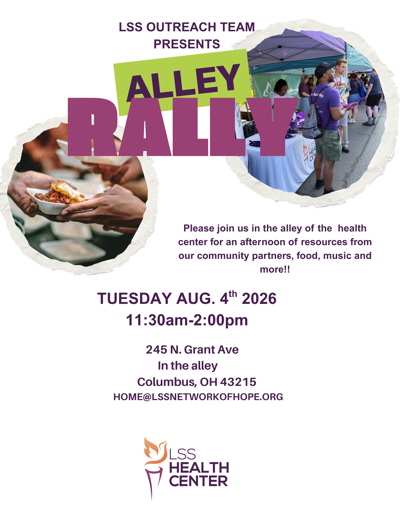 LSS Alley Rally flyer with event information