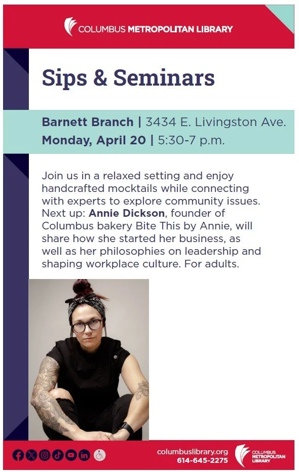 Sips & Seminars flyer with event information