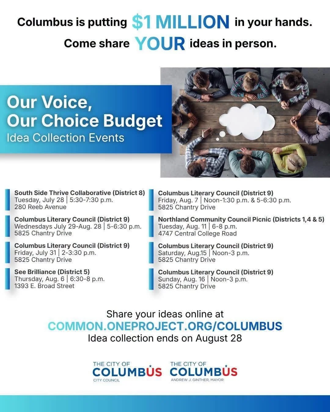 Participatory budget idea collection events flyer
