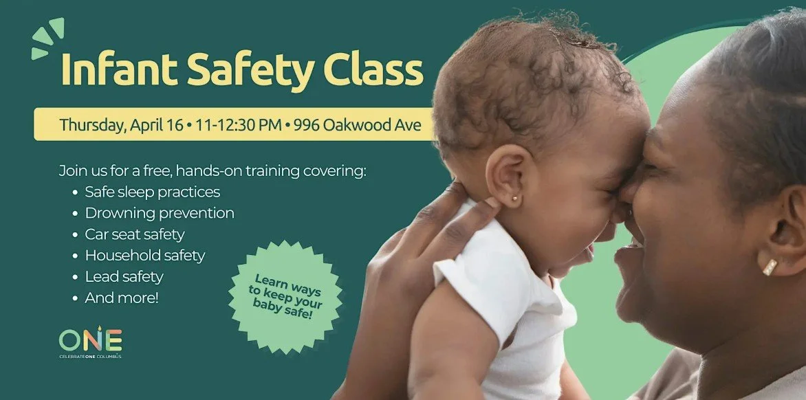 Infant safety class flyer with event details