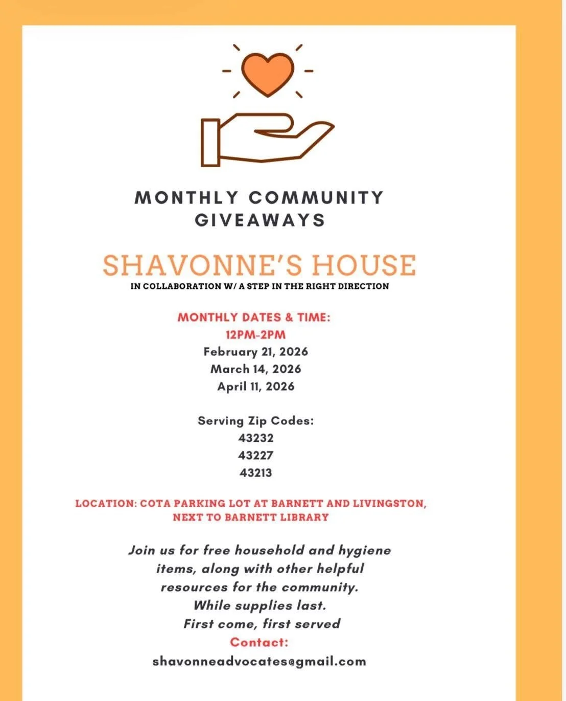 Shavonne's House Monthly Community Giveaway