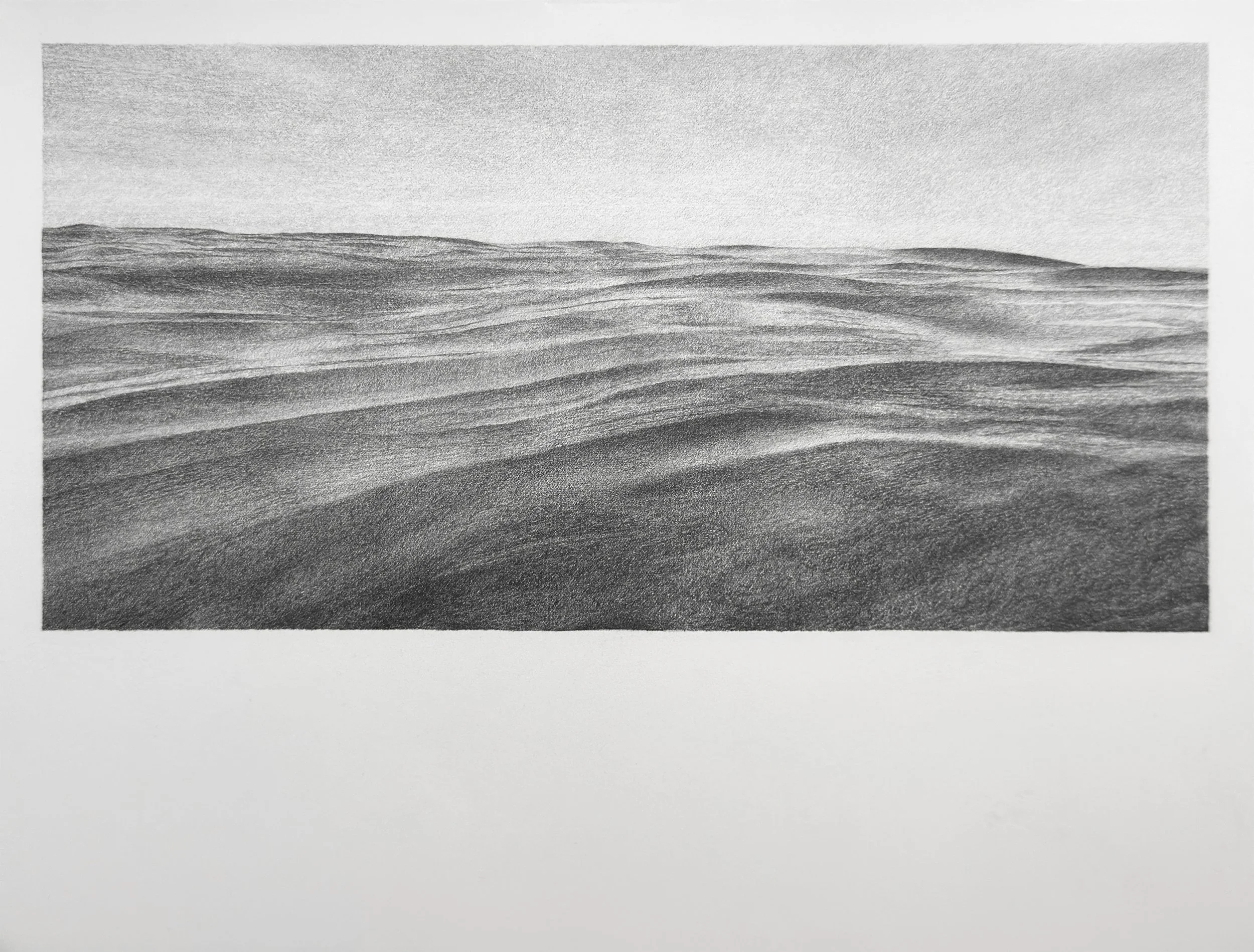 Ocean 2, 2026. Graphite on paper, 7.5 x 15 inches. $900