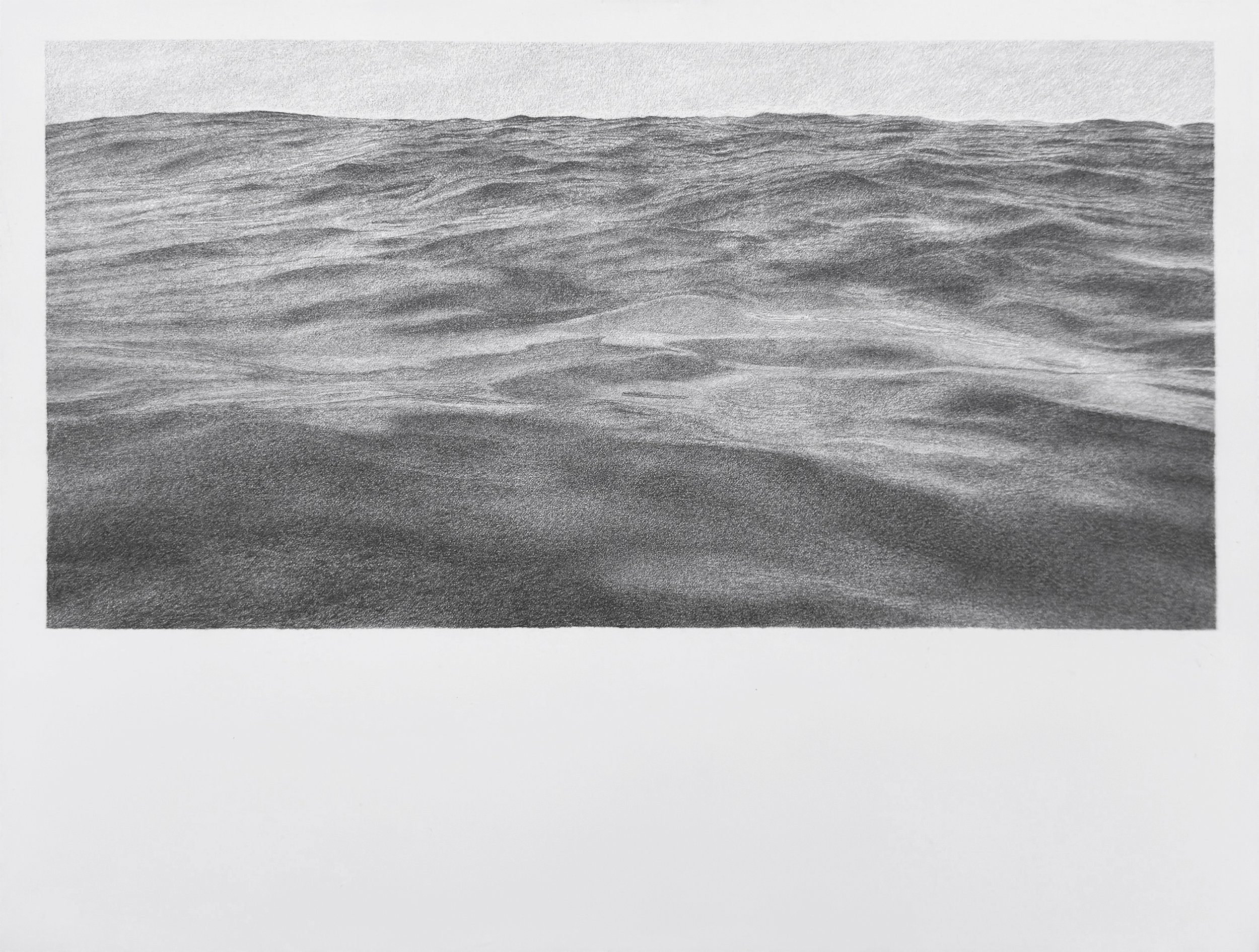 Ocean 1, 2026. Graphite on paper, 7.5 x 15 inches. $900