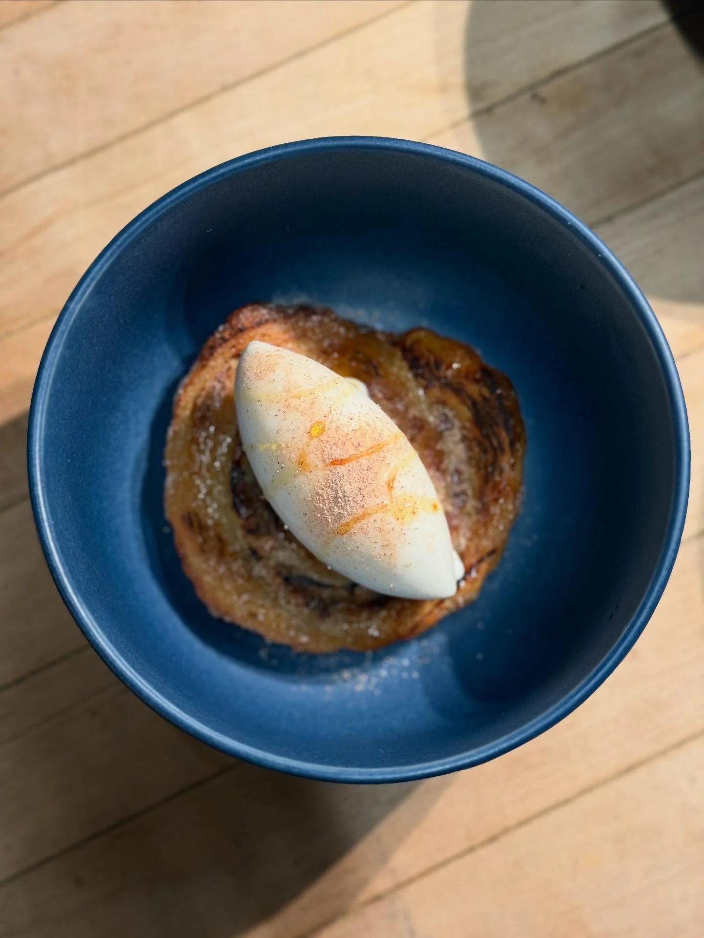 For our food feature Friday: our current dessert is a rolled apple cobbler (is that even a thing? If not, it is now!) with buttermilk gelato. Reserve a seat through the link in our bio!