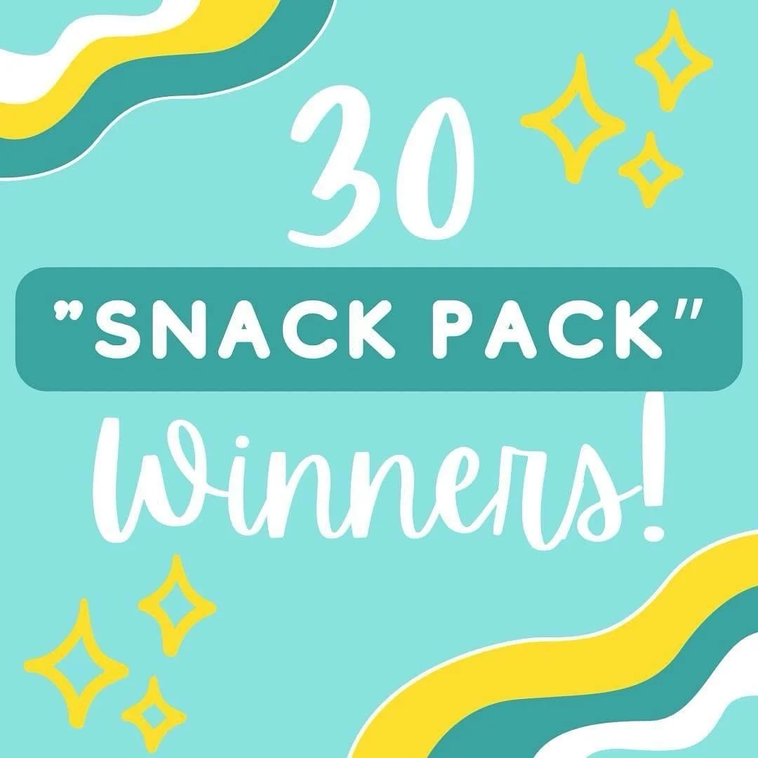 Congratulations to our winners of the 30 Snack Packs! 🎉🎉
Alexandra Martin
Alyssa Rogers
April Bayerkohler
Ashley Kittleman
Belynda Bardon
Bethany Emmert
Caryn McDaniel Klick
Cherice Ridgeway Greco
Cynthia Khoury
Desiree Donaldson
Elisha A Evans-Ra
