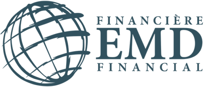 Logo de Financiere EMD avec un globe stylisé et le texte 'FINANCIERE EMD FINANCIAL'.