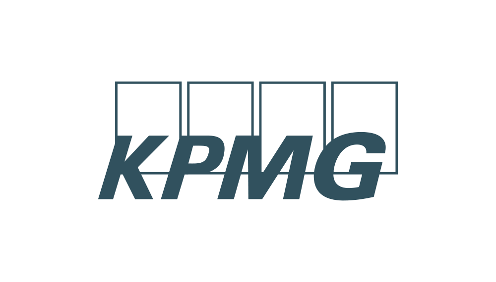 Logo de l'entreprise KPMG avec des rectangles et le texte 'KPMG' en dessous
