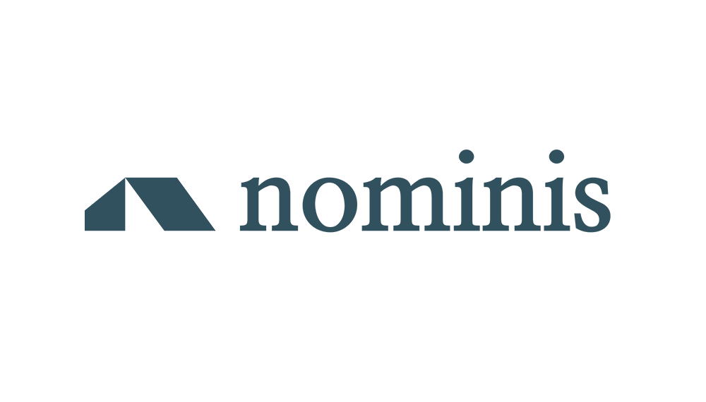 Logo de Nominis avec une icône stylisée et le texte 'nominis' en bleu foncé.