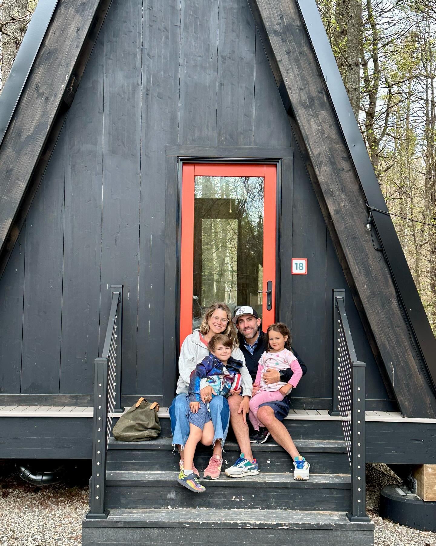 Loving this black A Frame campsite glamping shenanigans at #desertofmaine @desertofmaine  and observing every nook and cranny on how to build this sucker and make our A frame dreams a reality. Plus the smart ways to utilize a small space. This place 
