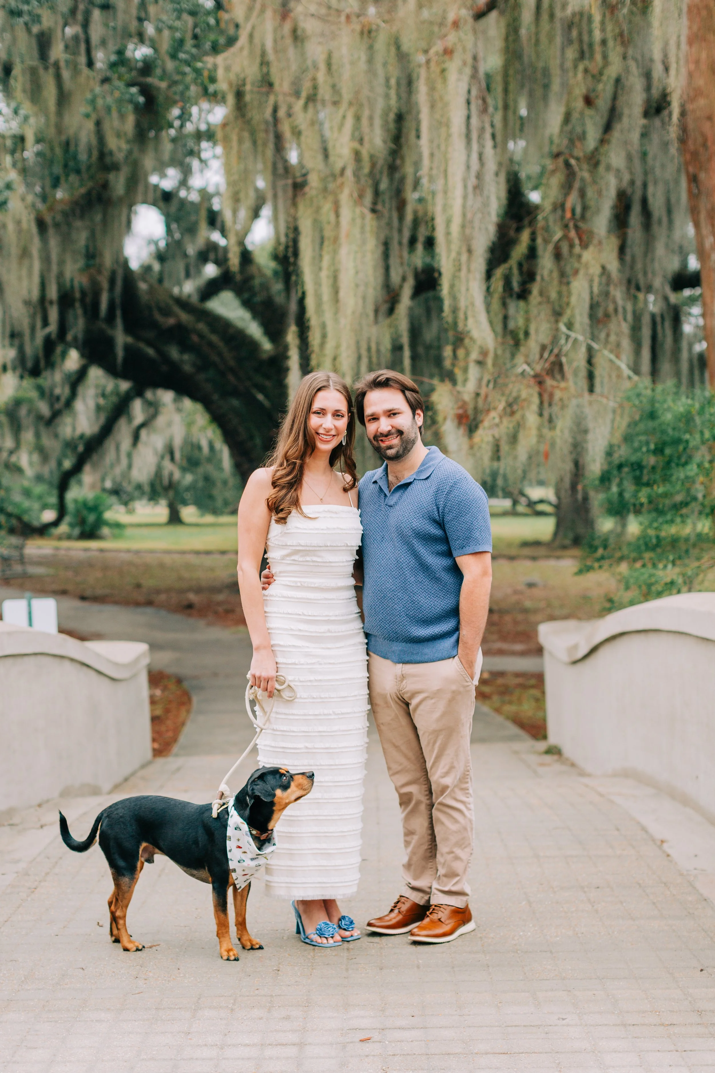 victoria and patrick’s new orleans city park engagement photos with their dog, baton rouge wedding photography