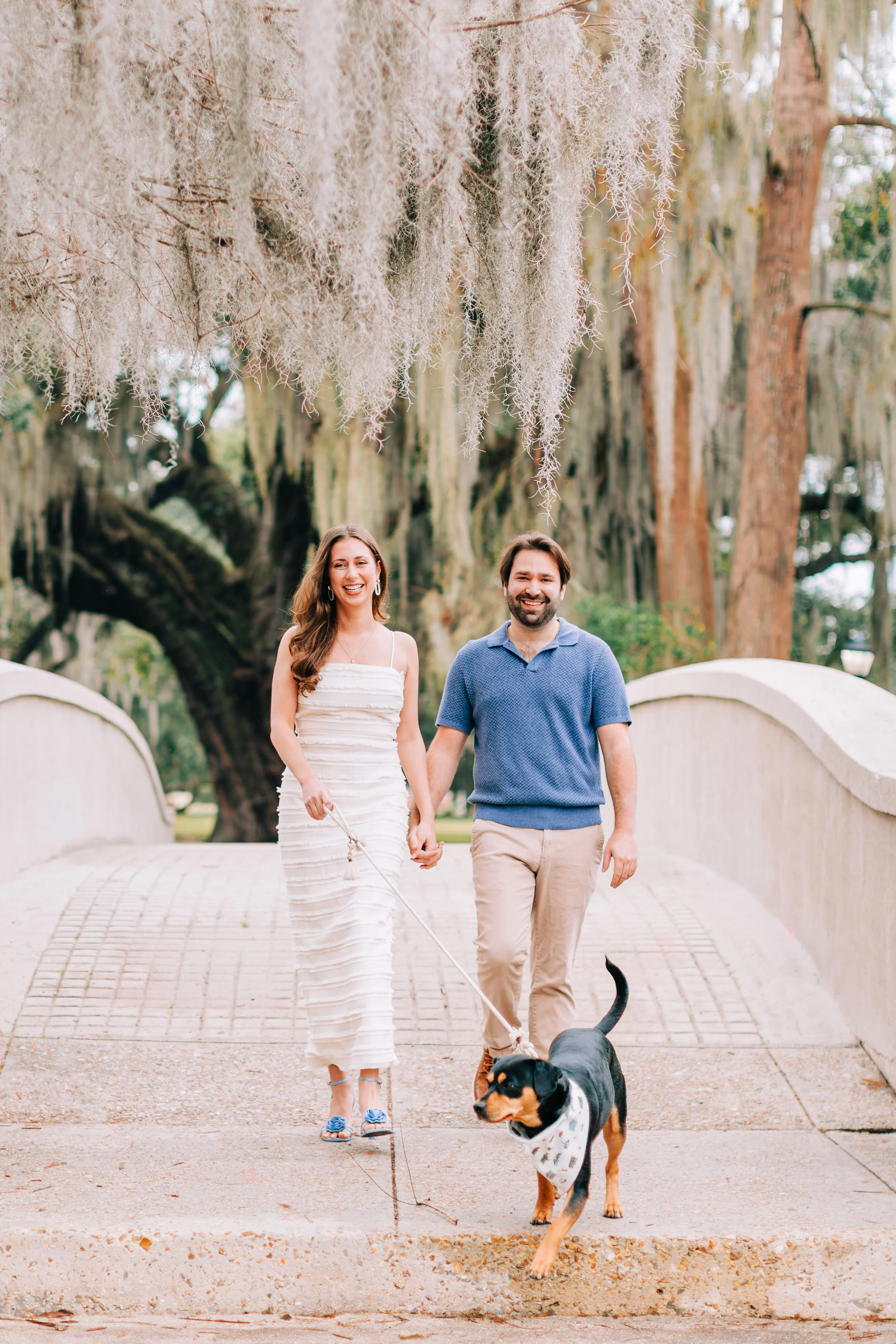victoria and patrick’s new orleans city park engagement photos with their dog, baton rouge wedding photography