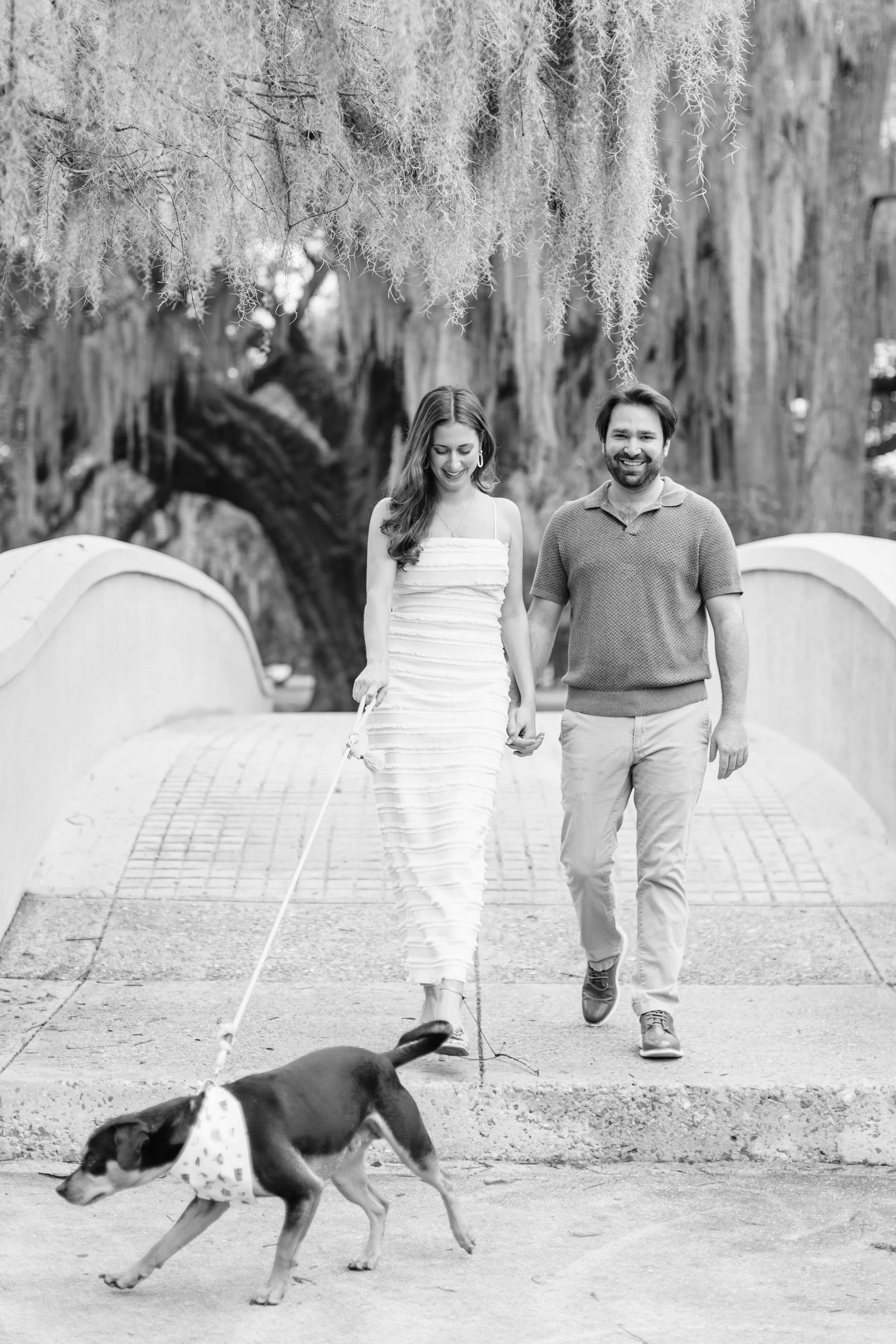 victoria and patrick’s new orleans city park engagement photos with their dog, baton rouge wedding photography