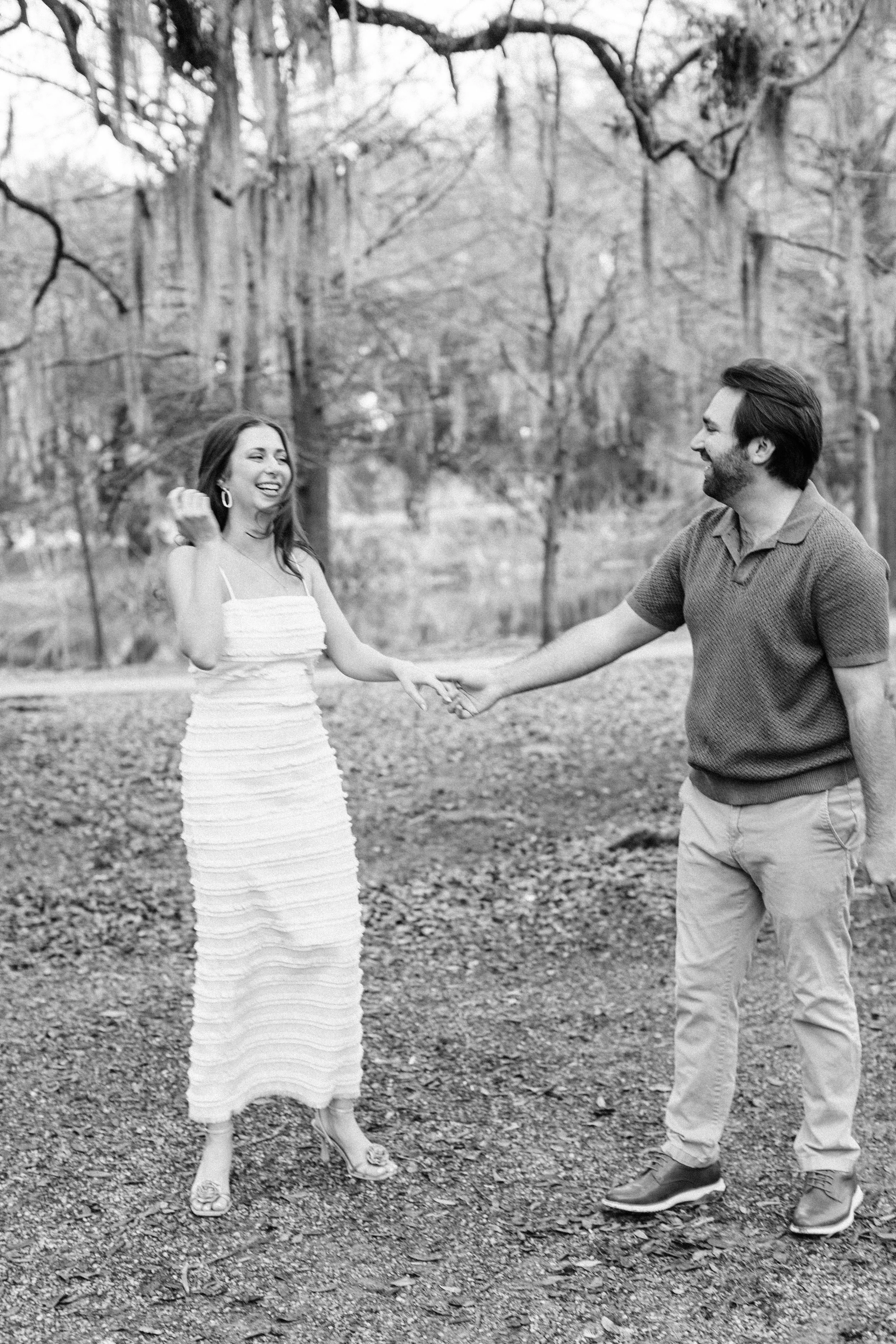victoria and patrick’s new orleans city park engagement photos, couple dancing in city park engagement photos, baton rouge wedding photography, sarah shaw photography