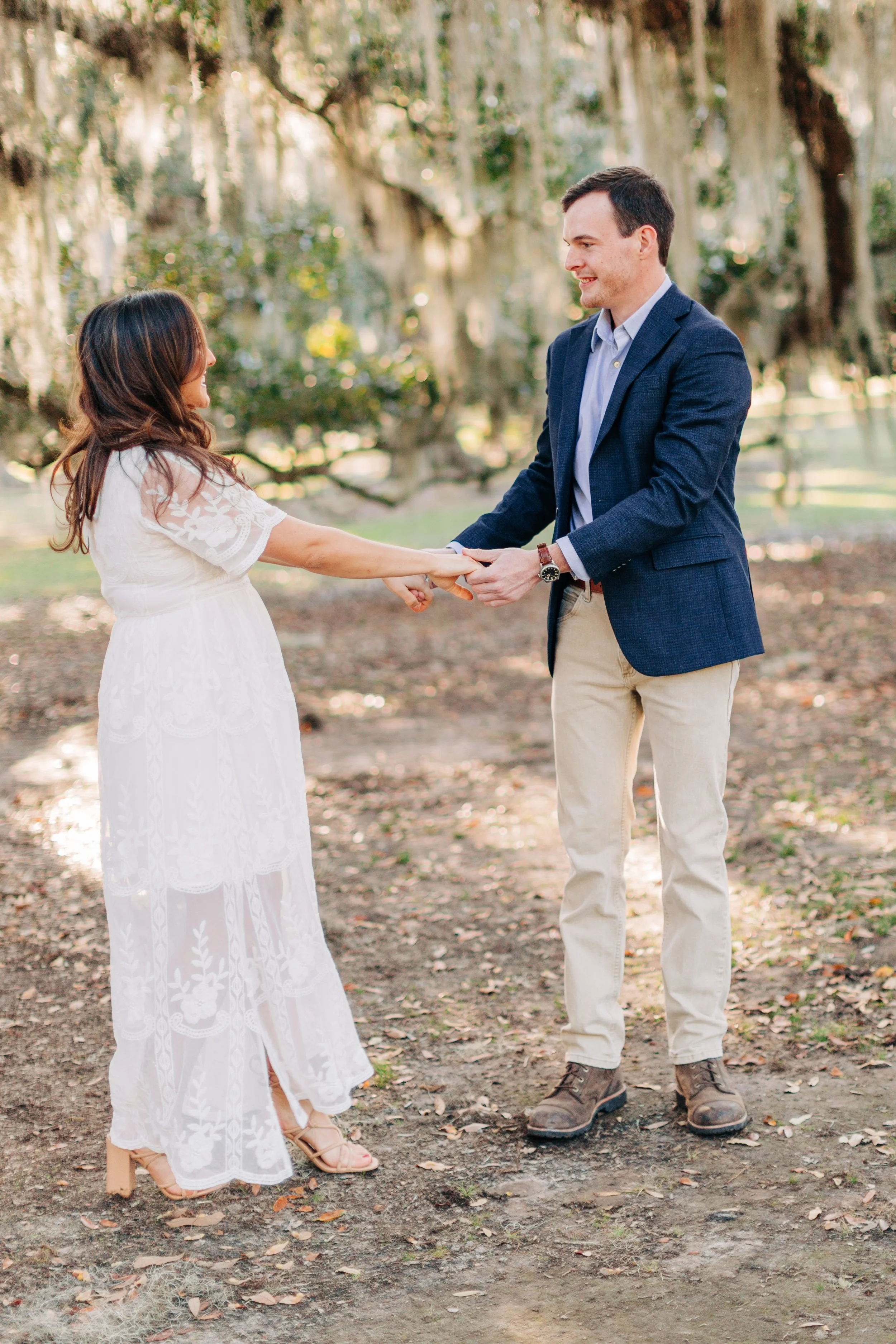 alee and ben’s sunset engagement photos at fontainebleau state park with sarah shaw photography, engagement photos under the mossy oak trees, new orleans engagement photography, baton rouge engagement