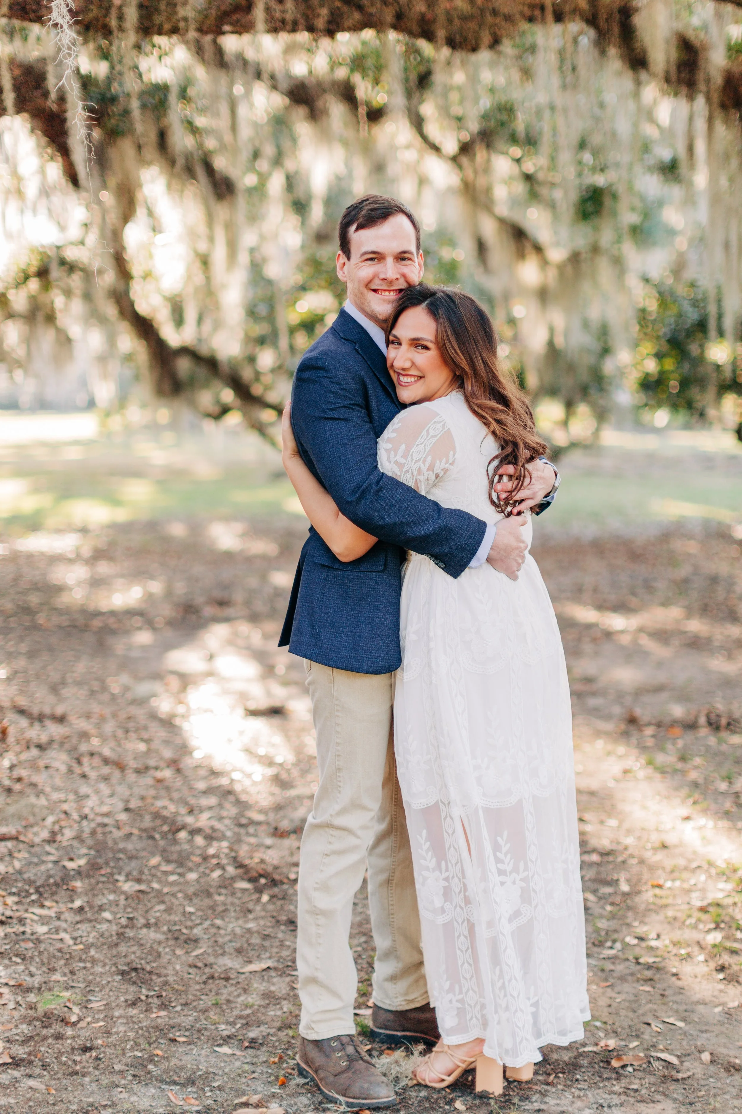 alee and ben’s sunset engagement photos at fontainebleau state park with sarah shaw photography, engagement photos under the mossy oak trees, new orleans engagement photography, baton rouge engagement